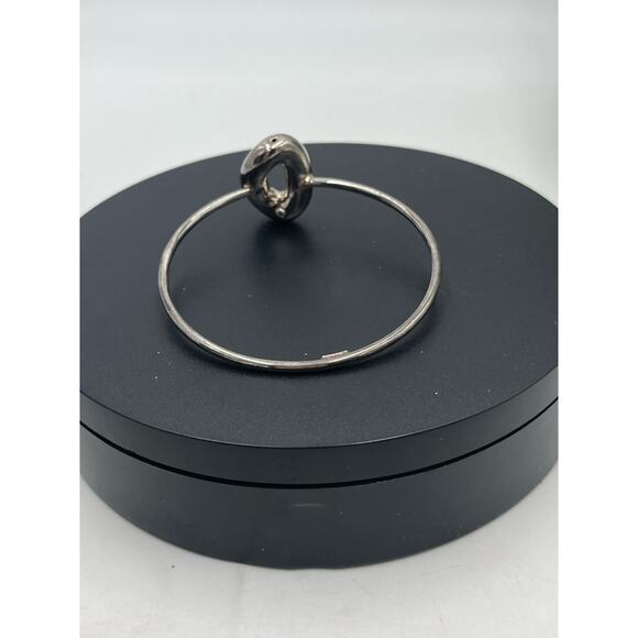 Luna Sterling Silver 925 Puffy O Circle Designer Signed Bangle Bracelet - Picture 3 of 8